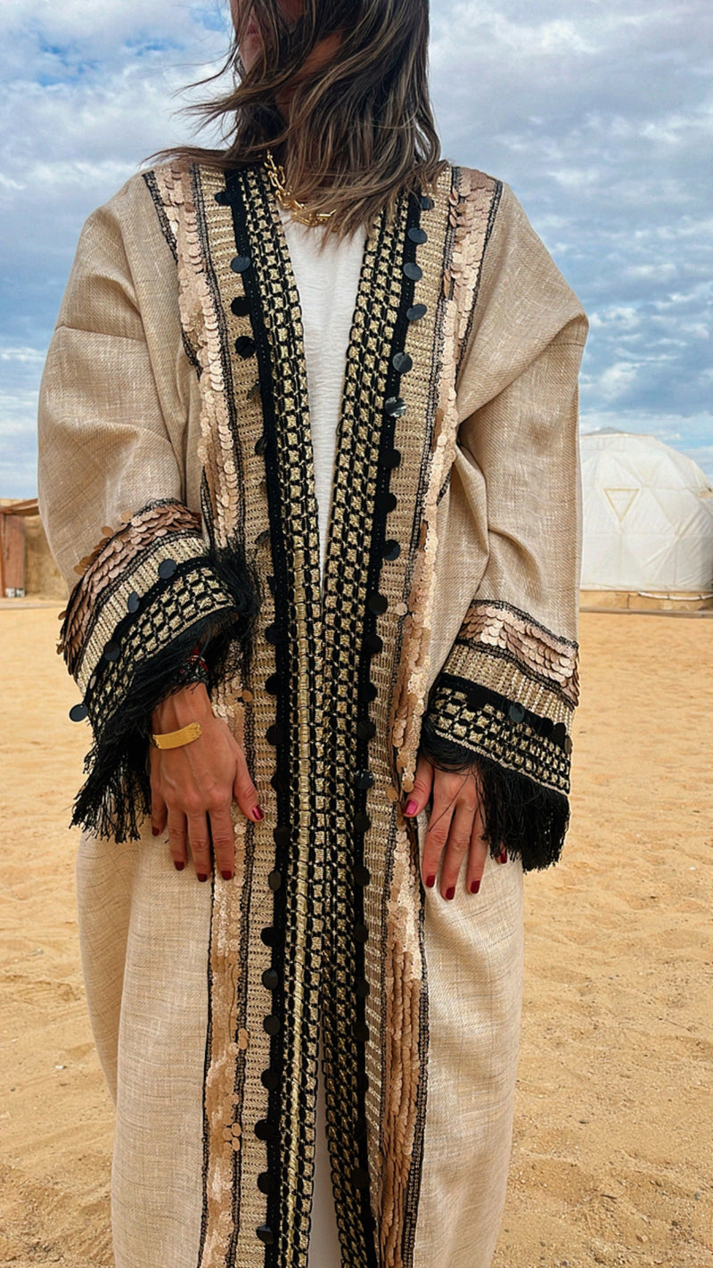Desert Embellished Linen Kimono