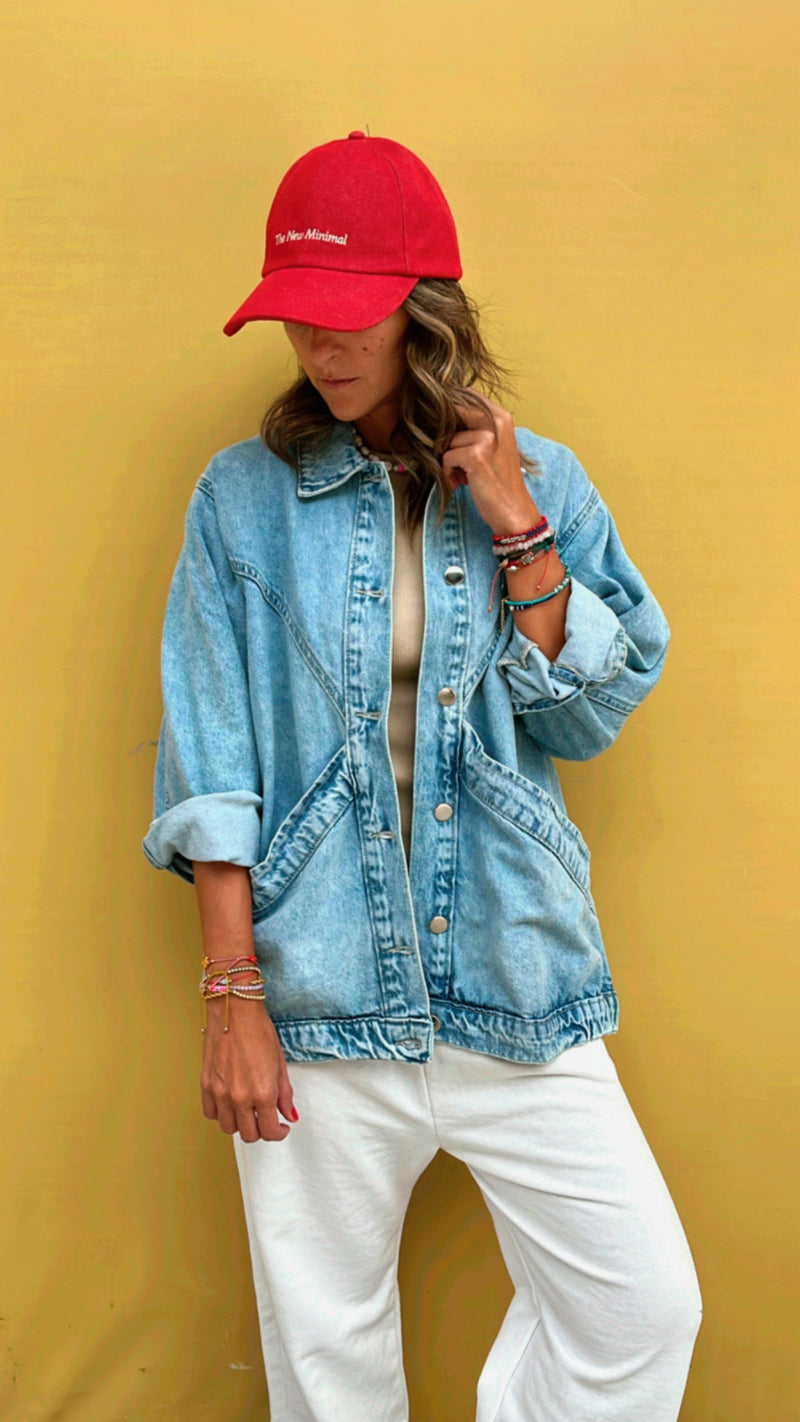 Light Exaggerated Double Pocket Denim Jacket Frillu