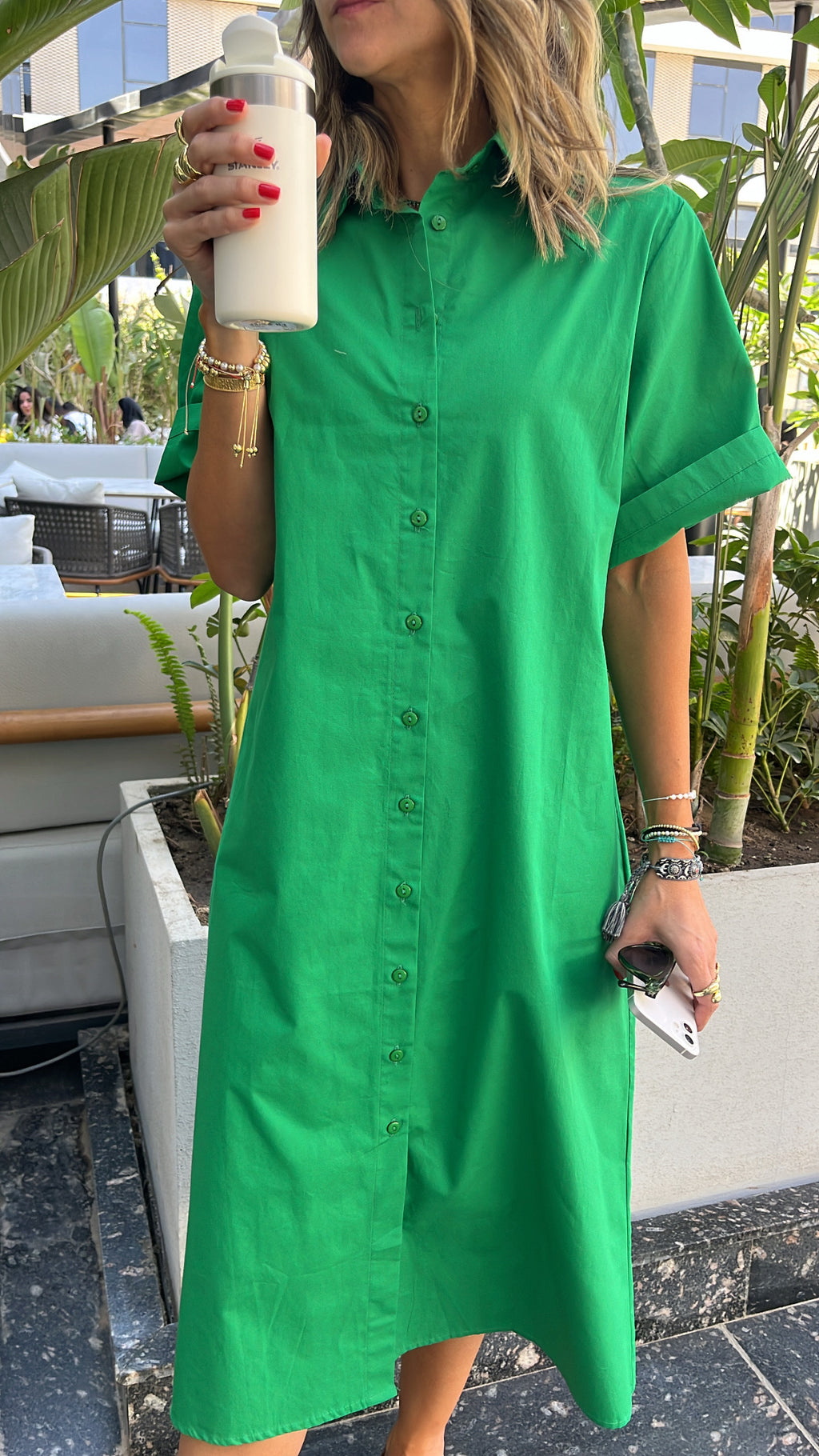 Green T-shirt Shirt Dress