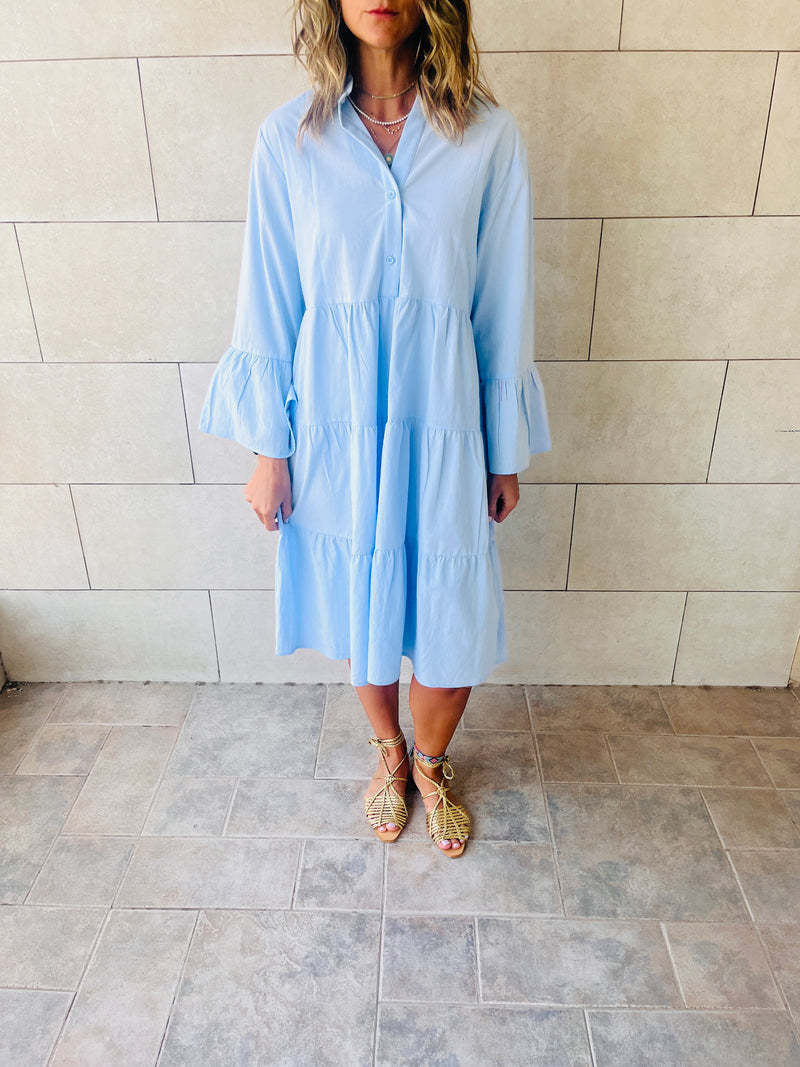 Baby Blue For A Sunny Day Mini Shirt Dress