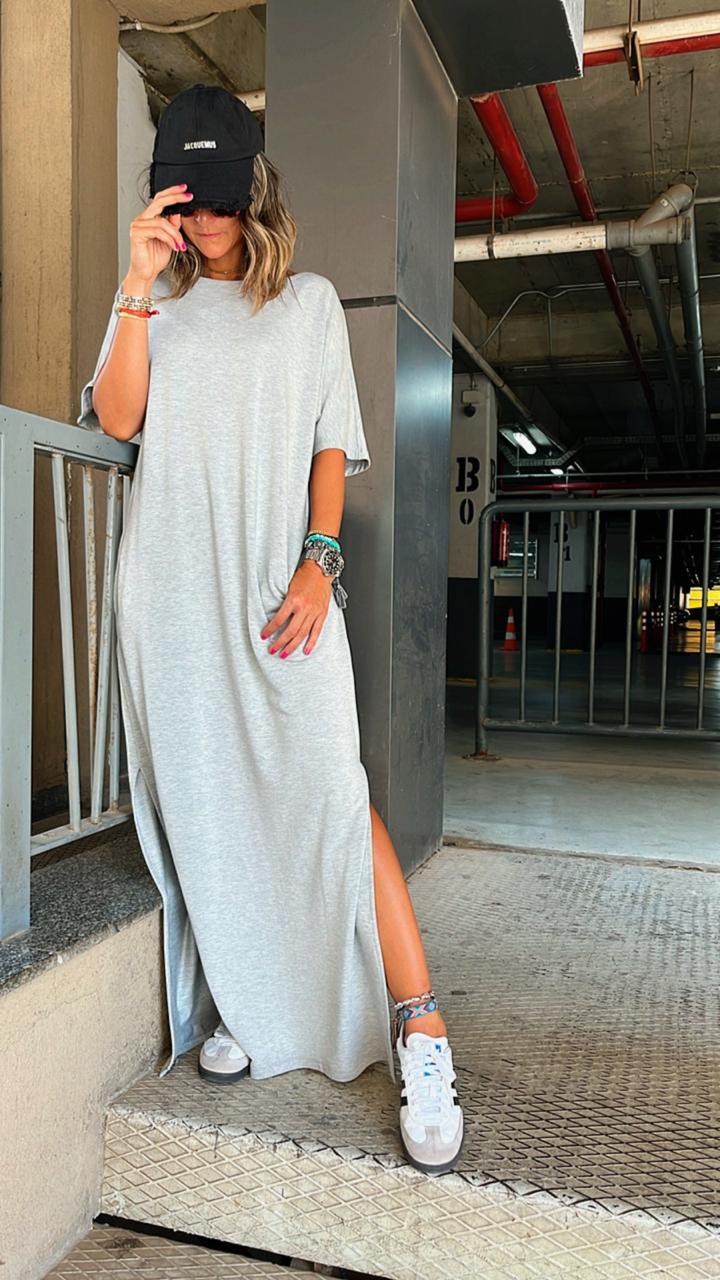 Grey Fall Dayz Maxi T-Shirt Dress