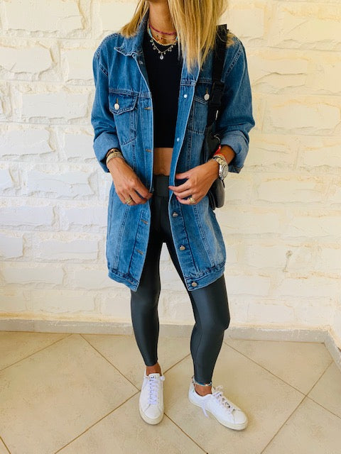 Longline black outlet denim jacket