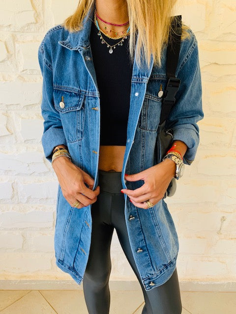 Longline black sales denim jacket womens