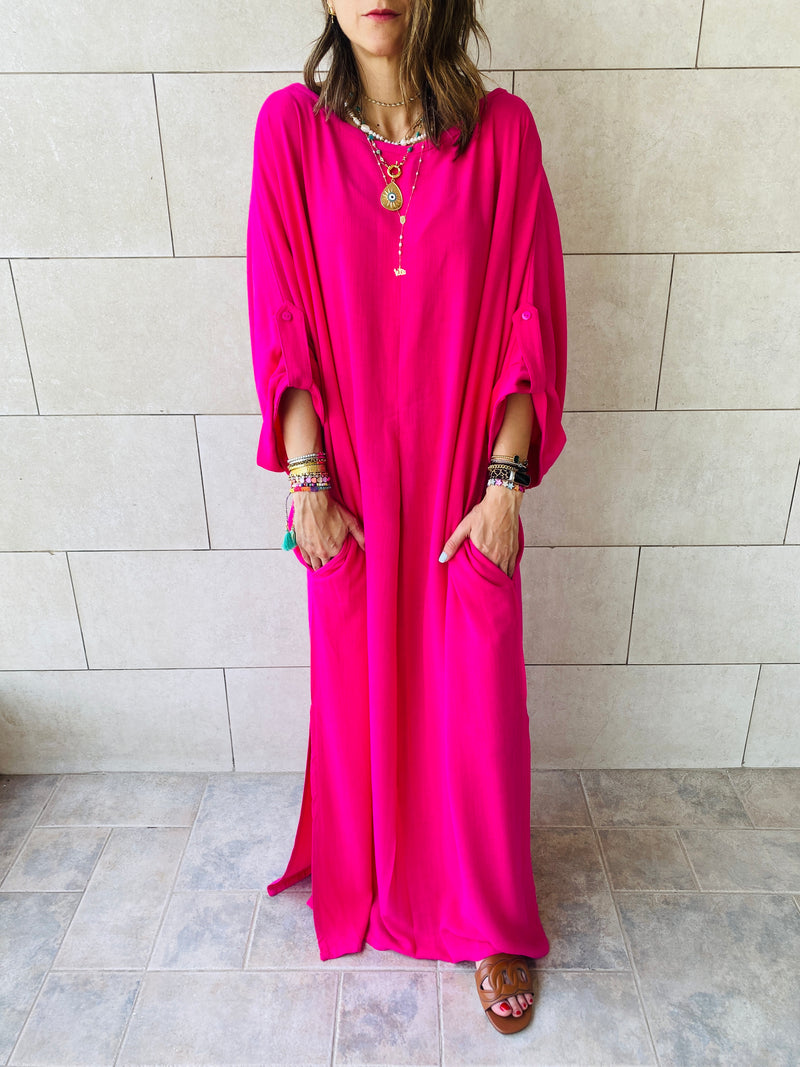 Fuchsia linen dress outlet