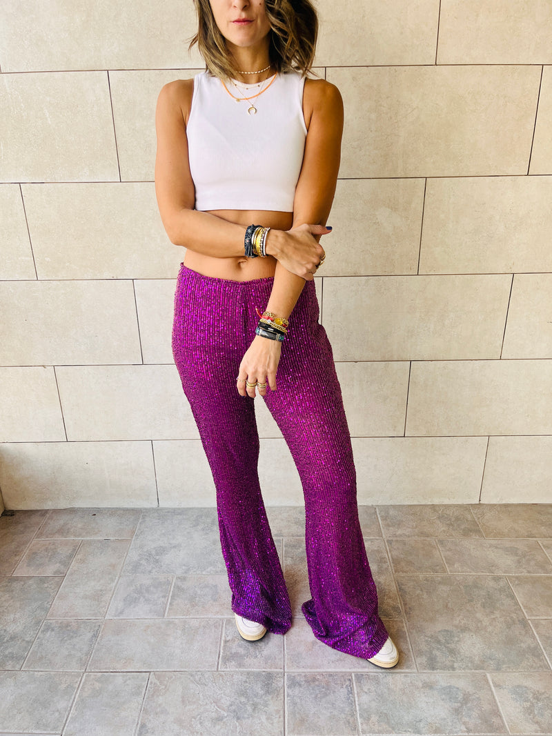 Purple Party At The Disco Sequin Pants – Frillu