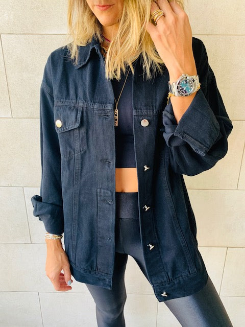 Grunge denim jacket outfit sale