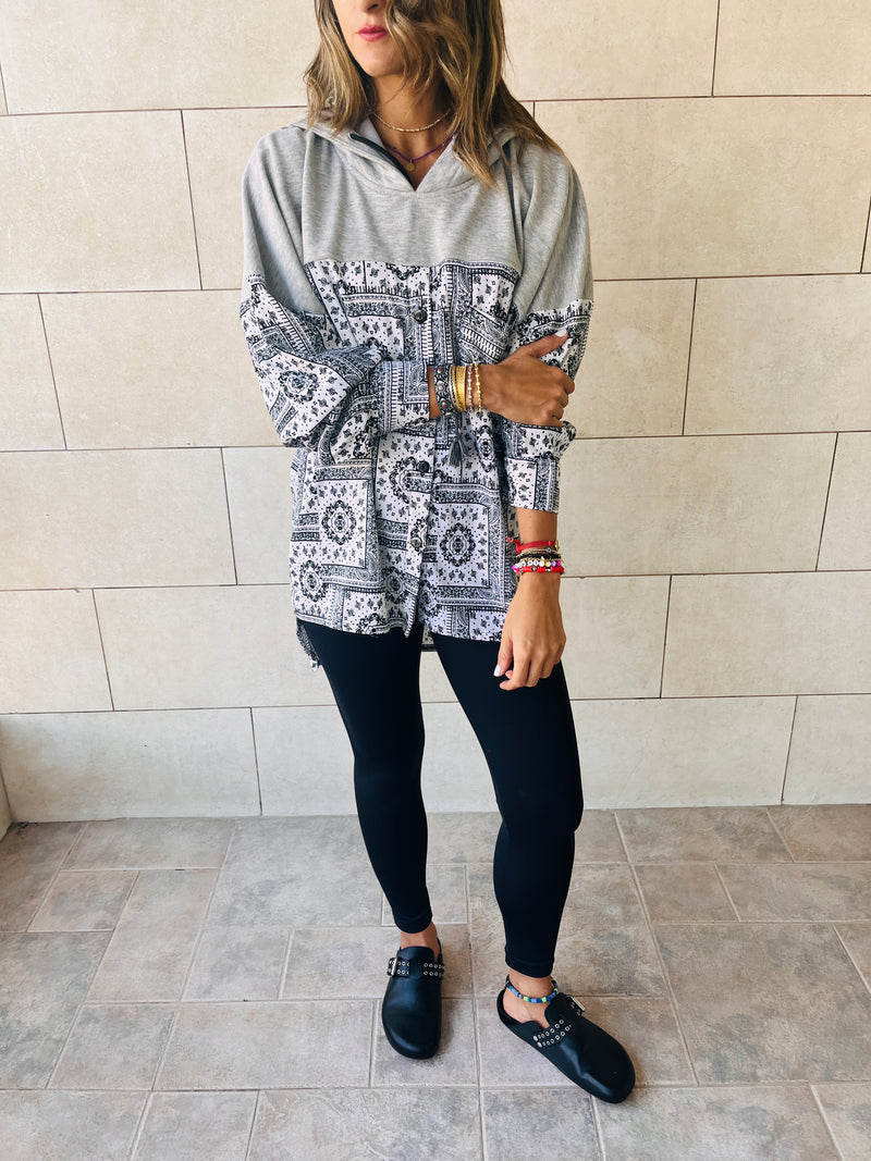 Grey Bandana appliqué Hoodie – Frillu