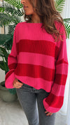 Red Chunky Striped Knit