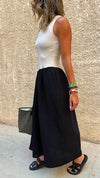 Black Asymmetric Drop Waist Dress