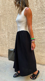 Black Asymmetric Drop Waist Dress