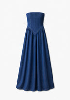 Paloma Dark Blue Drop Waist Denim Dress