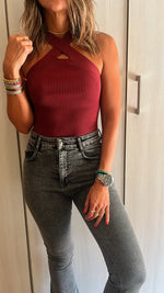 Burgundy Criss Cross Tank Top