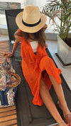 Orange Crochet Longline Vest