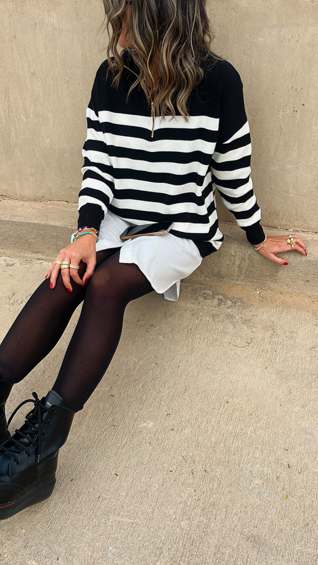 Black & White Stripped Zip Up Knit