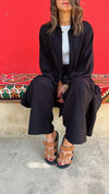 Black Basic Linen Kimono