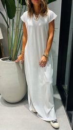 White Ribbed Tee Maxi Dress