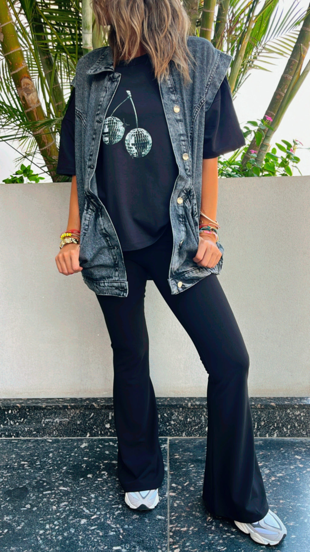 Grey Exaggerated Double Pocket Denim Vest