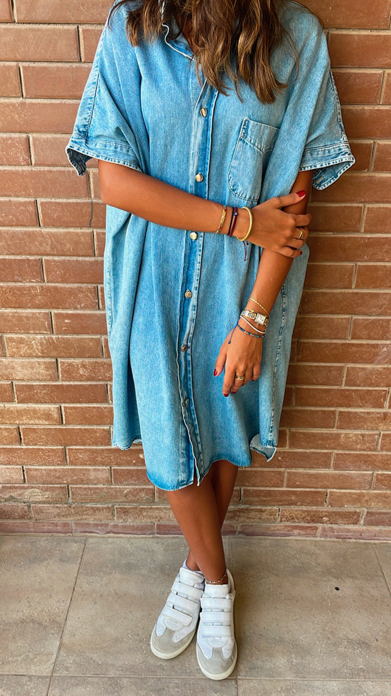 Light Blue Denim Shirt Dress