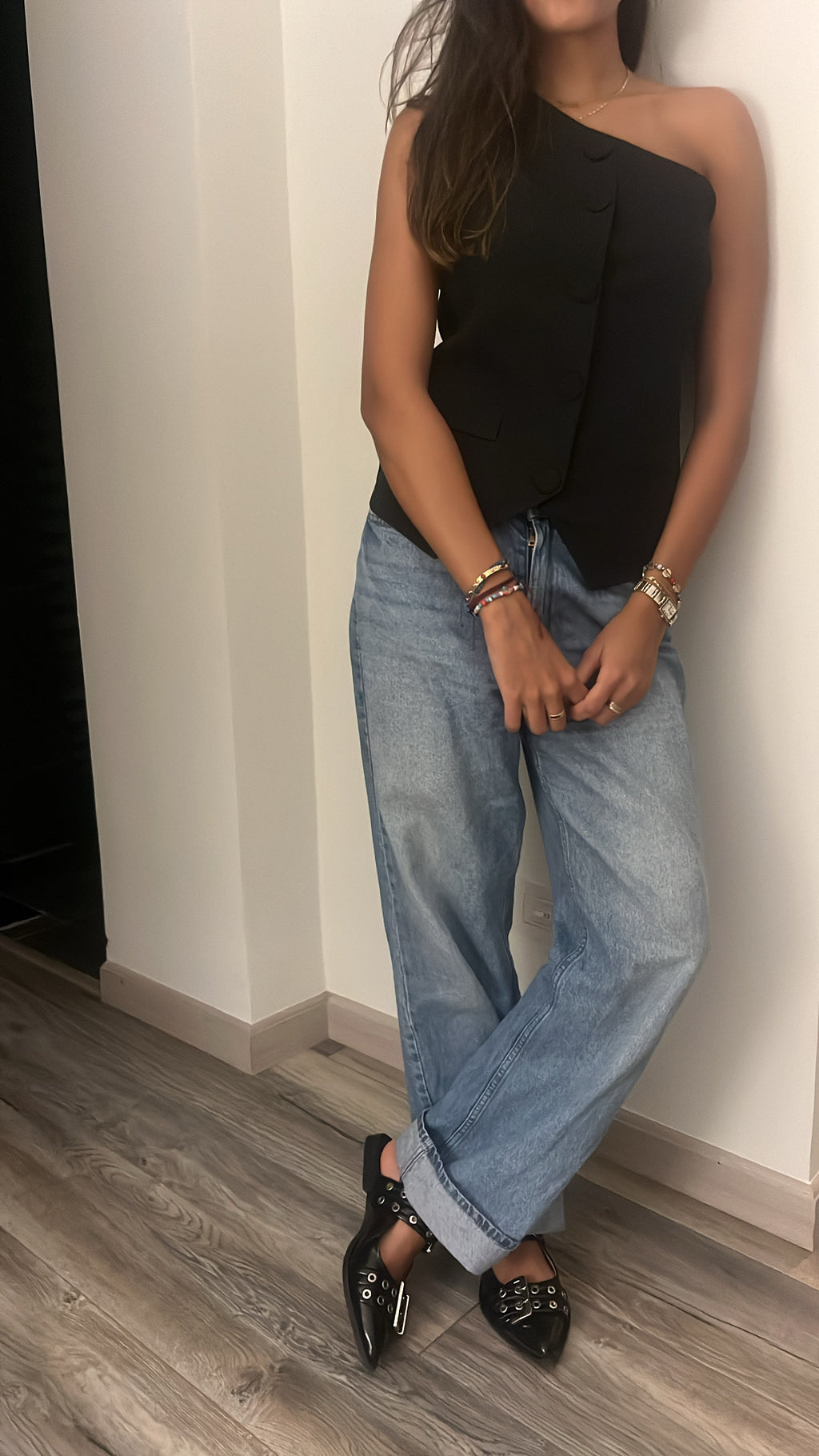 Black Business Girl One Shoulder Vest