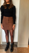Brown Checkered Mini Skirt