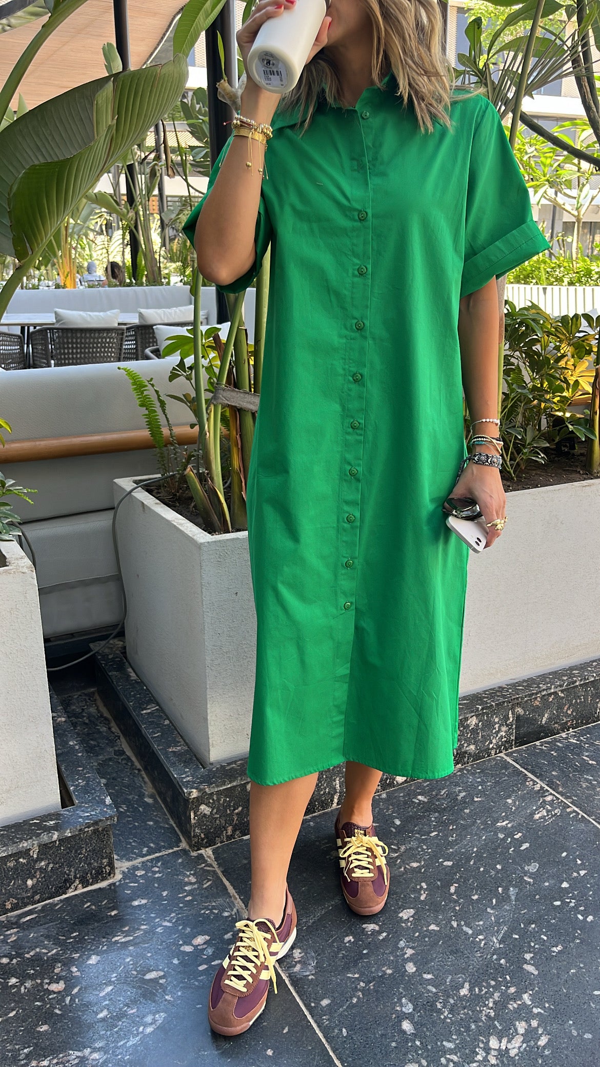 Green T-shirt Shirt Dress