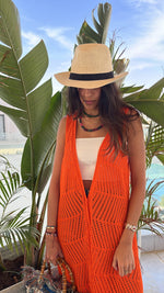 Orange Crochet Longline Vest