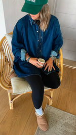 Dark Blue Long Sleeve Denim Shirt