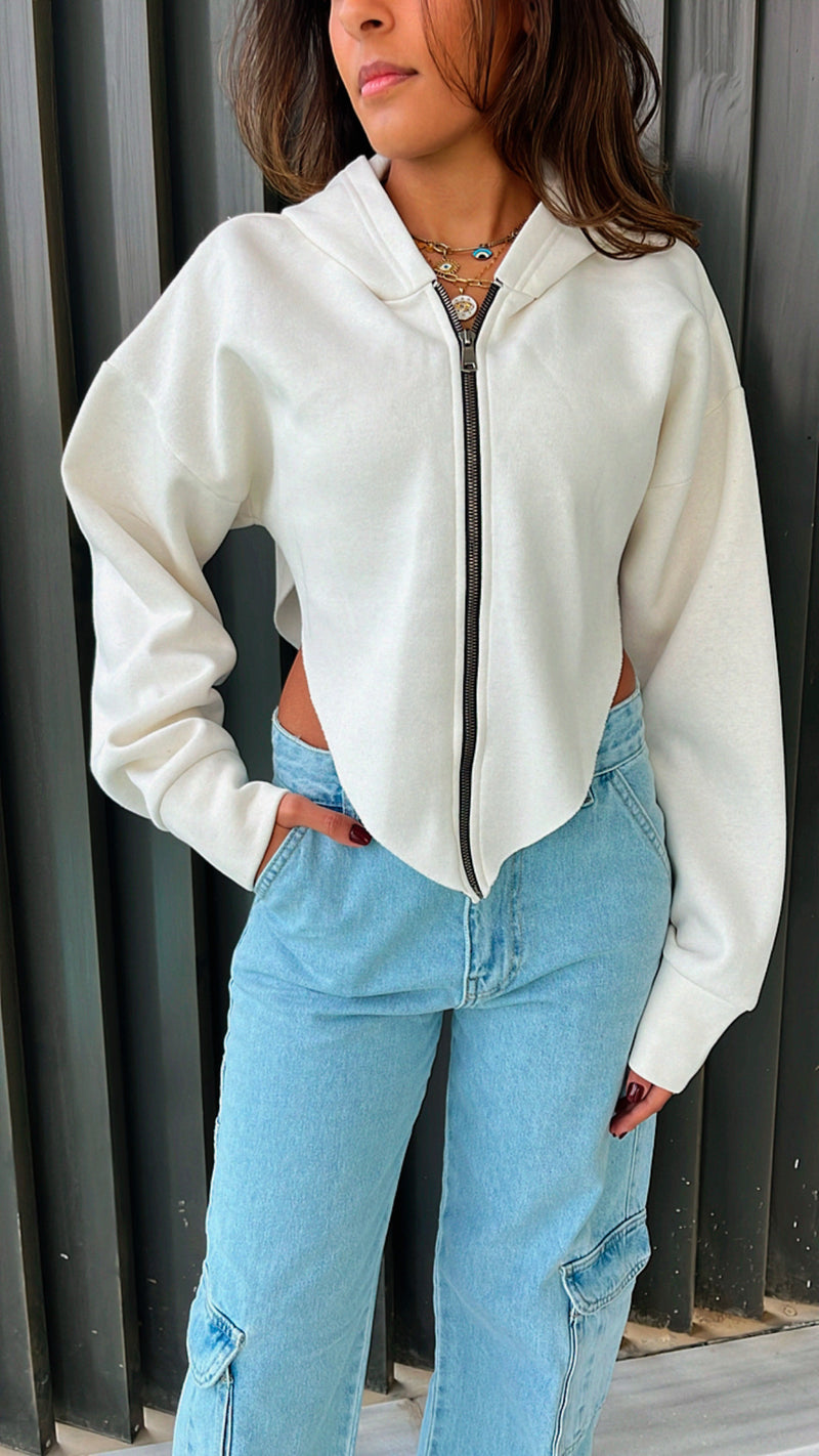 White V Cropped Jacket