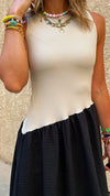 Black Asymmetric Drop Waist Dress