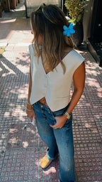 Beige Backless X Vest