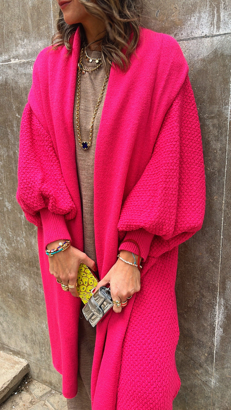 Fuchsia Heavy Shawl Knit Cardi