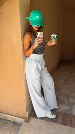 white Elastic Boho Pants