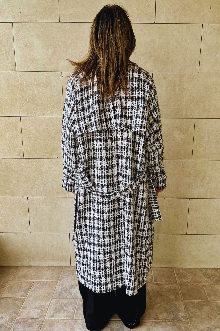 Tweed Checkered Longline Coat