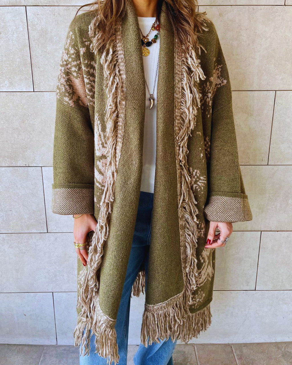 Olive Nordic Star Cardigan