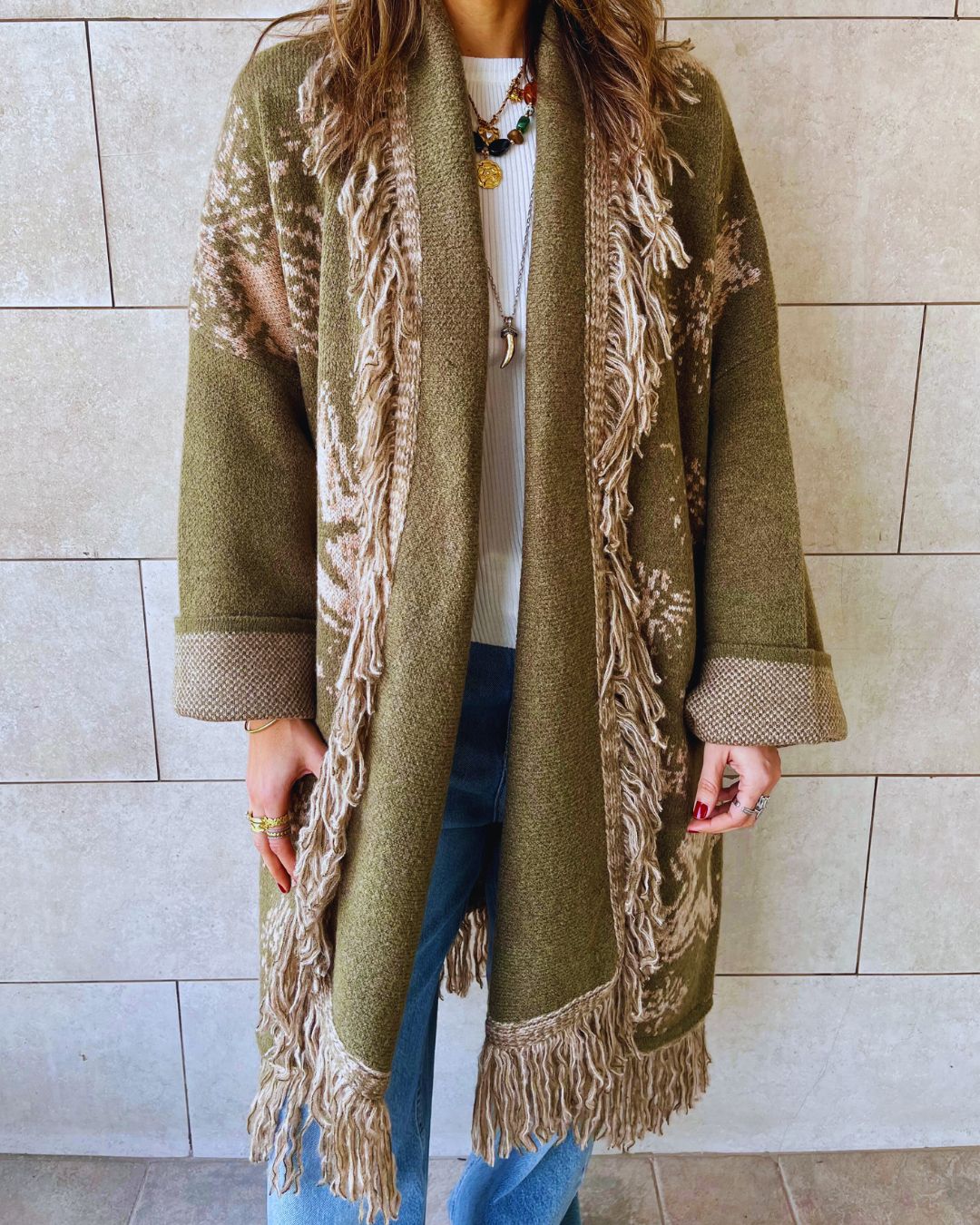 Olive Nordic Star Cardigan