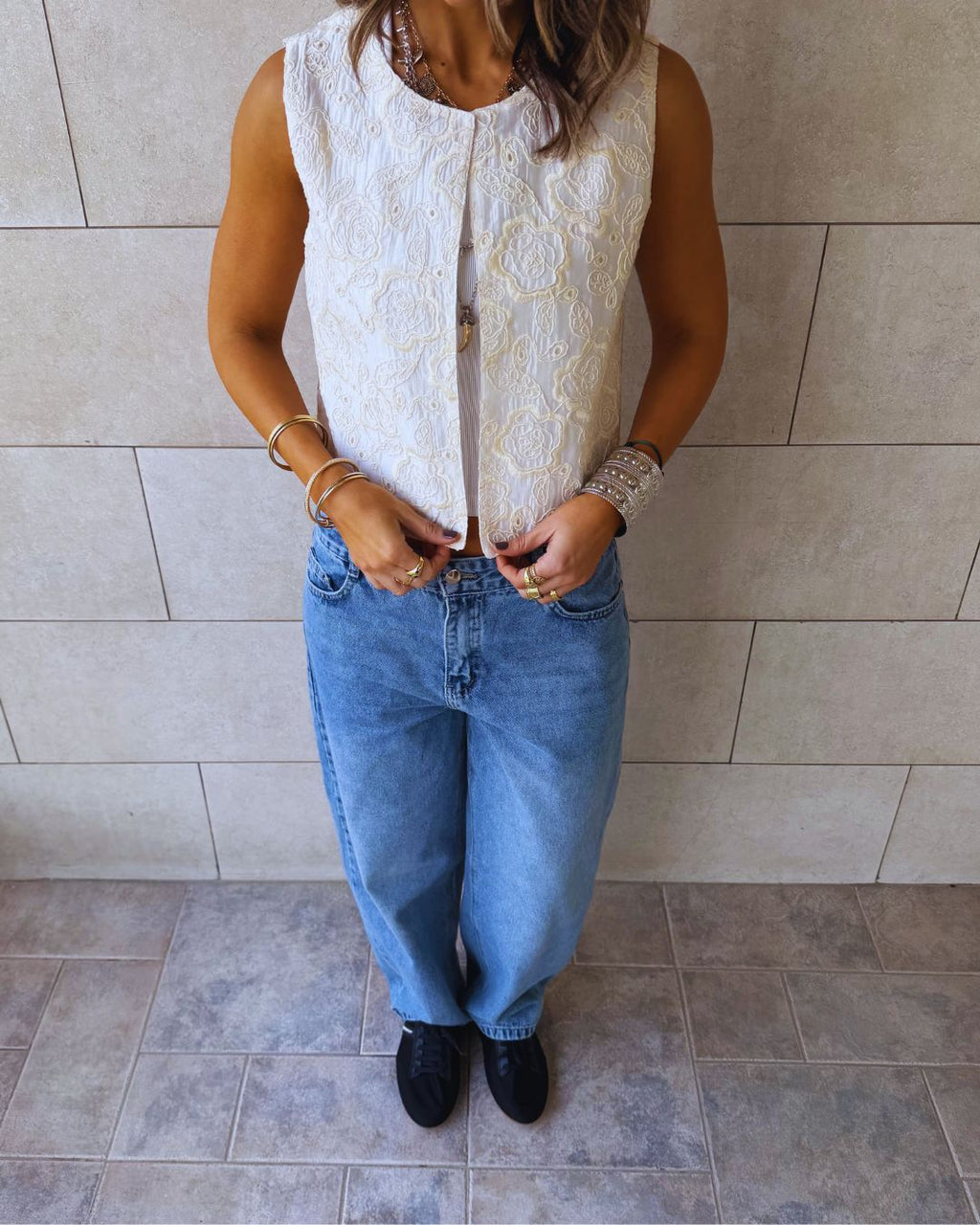 Ivory Statement Embroidery Vest
