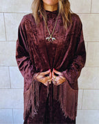 Brown Velvet Fringe Kimono