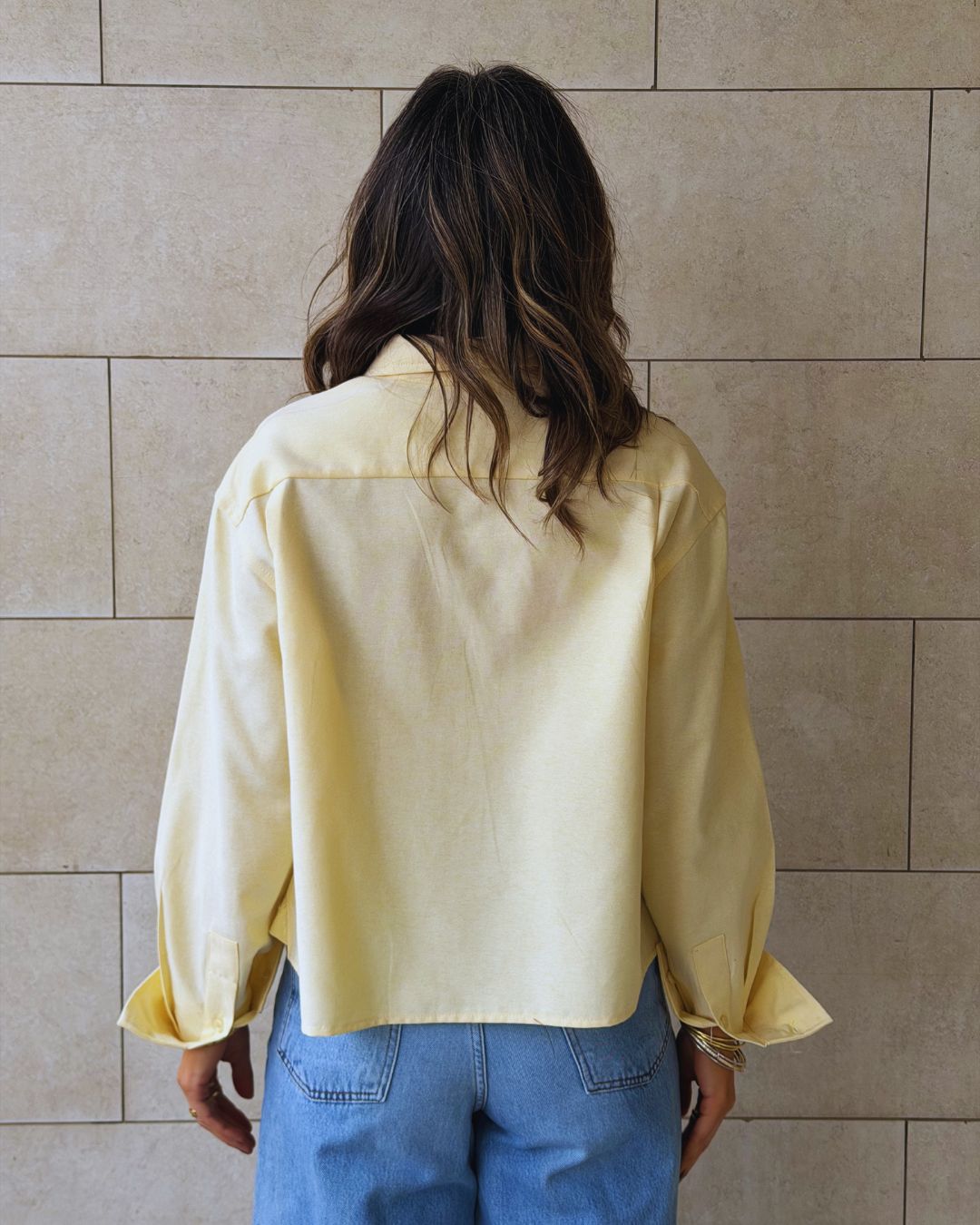 Butter Yellow Boyfriend Oxford Short Shirt