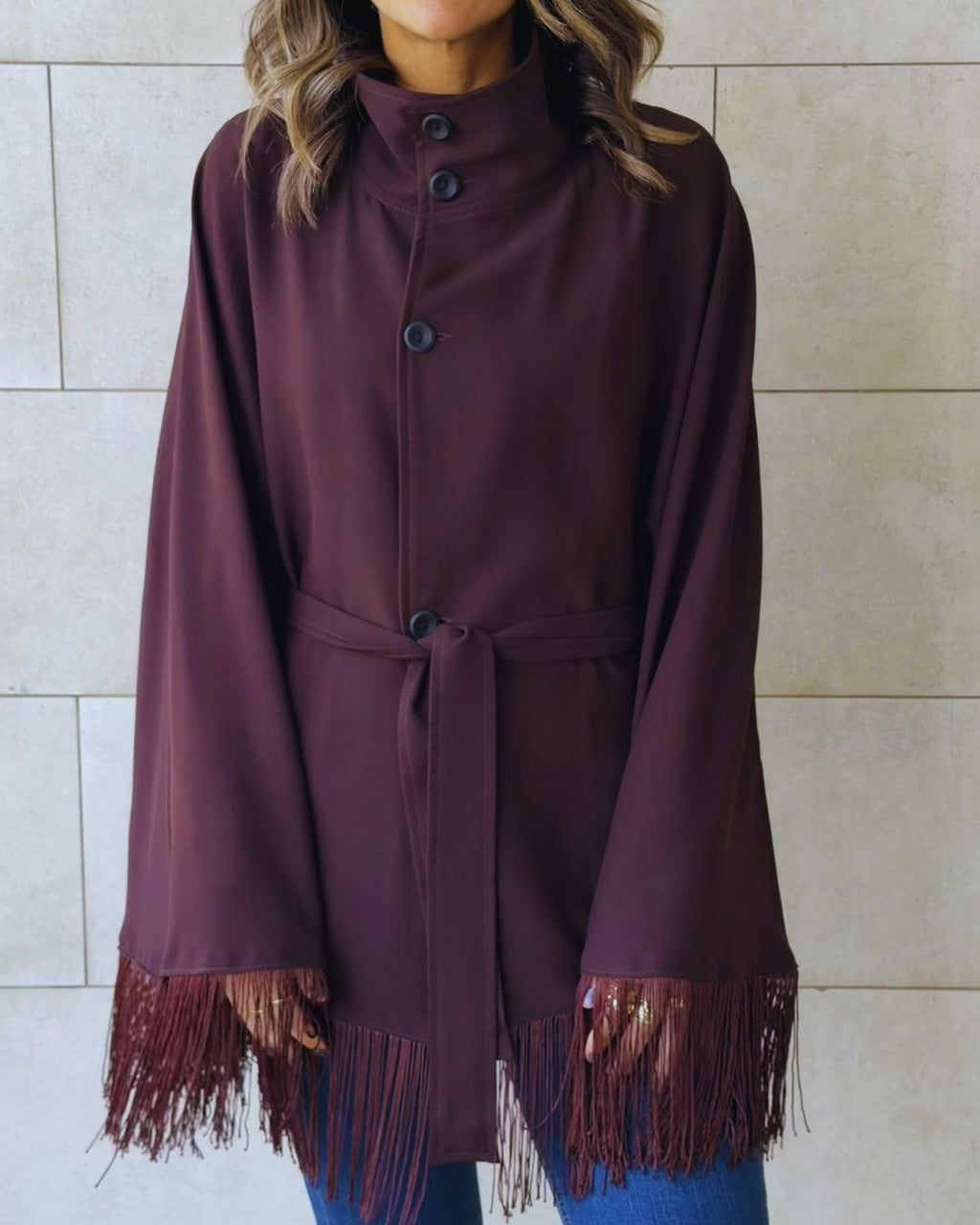 Brown Drifter Fringe Cape
