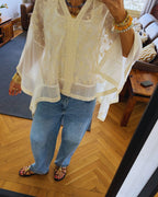 Ivory Floral Sheer Top