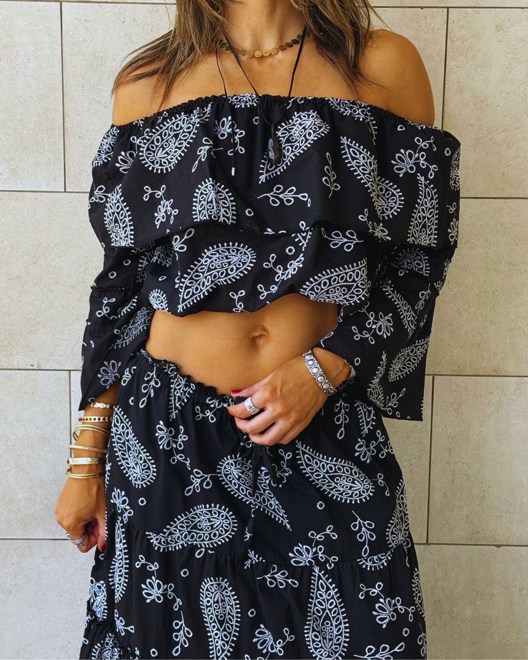 Bandana Flow Off Shoulder Top