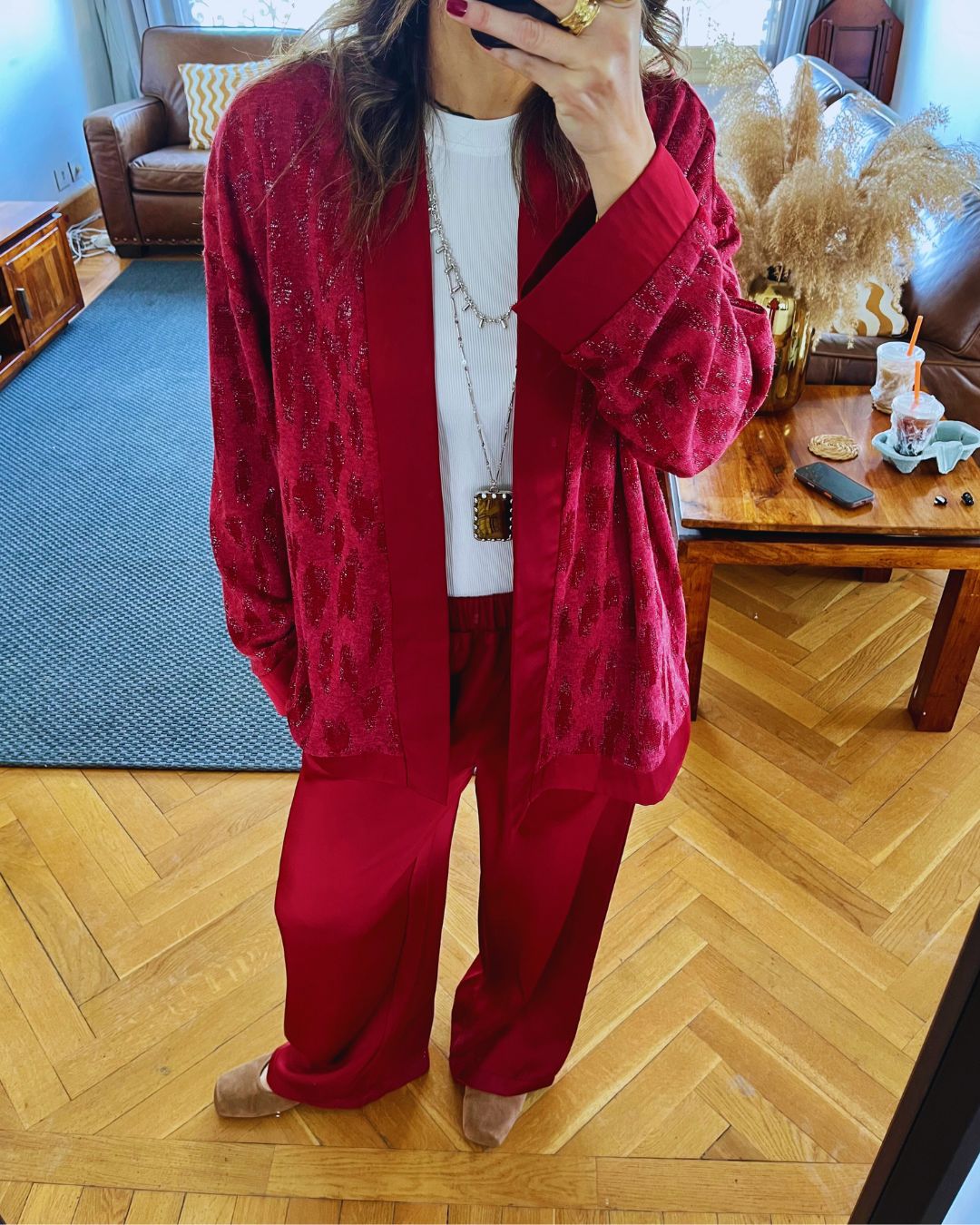 Burgundy Between Moments Kimono
