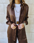 Brown Striped Satin Eclipse Set