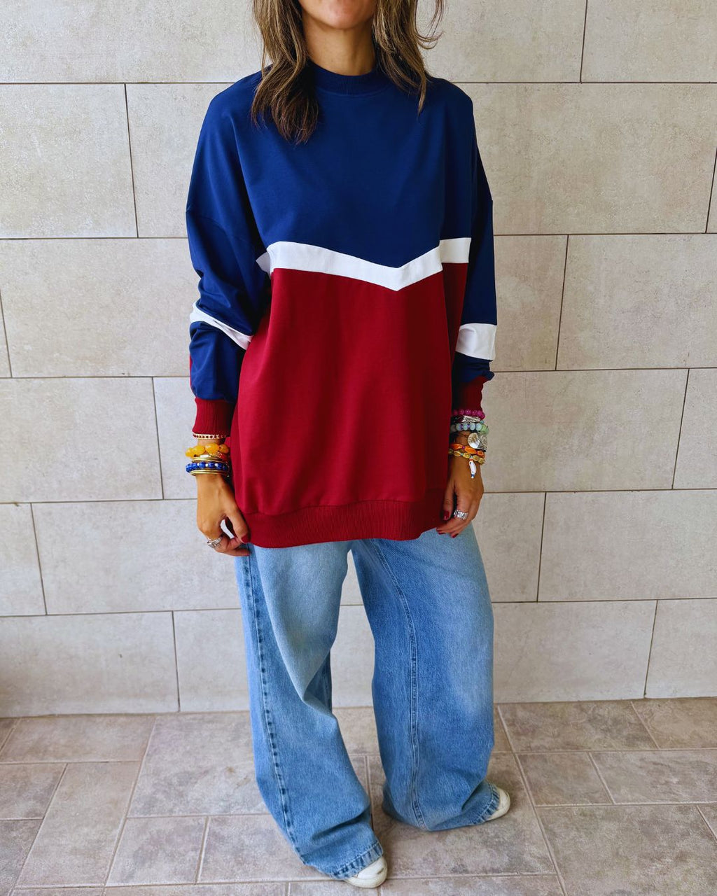 Navy Light Weight Colorblock Long Sleeve