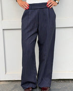 Navy Striped Main Office Pants