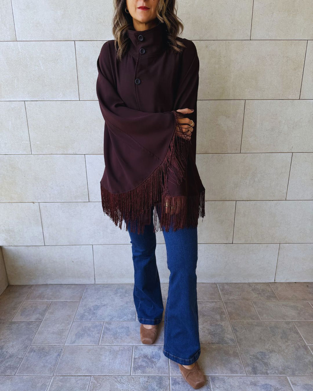 Brown Drifter Fringe Cape