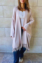 Beige Main Character Fringe Shawl