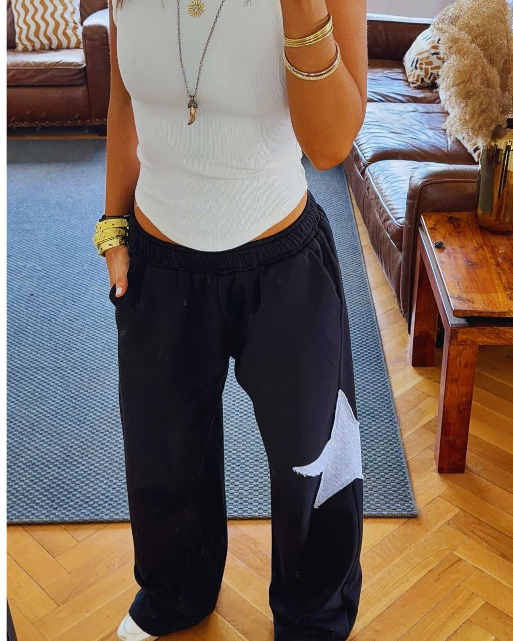 Black Lone Star Straight Leg Sweatpants