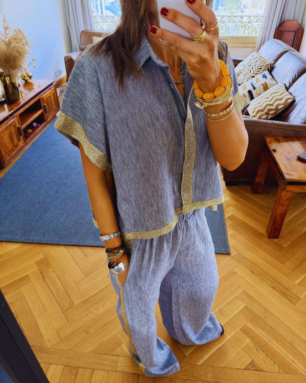 Golden Grey Edge Pants
