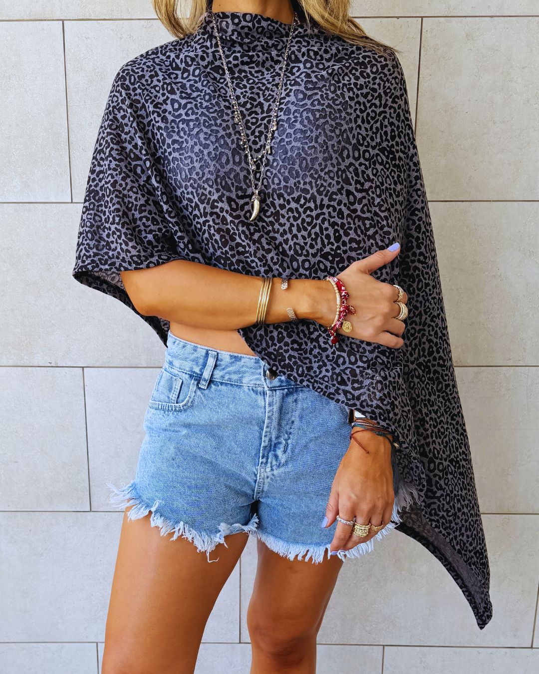 Black Wild Riviera Poncho